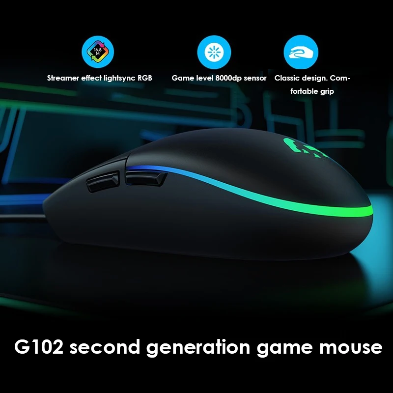 G102 Light Sync Gaming Wired Mouse Gaming Grade Sensor 8 K Dpi Tracking For PC/Mac Computer And Laptop Compatible