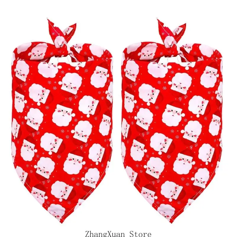 Haustierzubehör zum Anbinden, Bandanas mit Weihnachtsdruck, für Hunde und Katzen, saisonale Dekorationen 3XUF – Detail 2