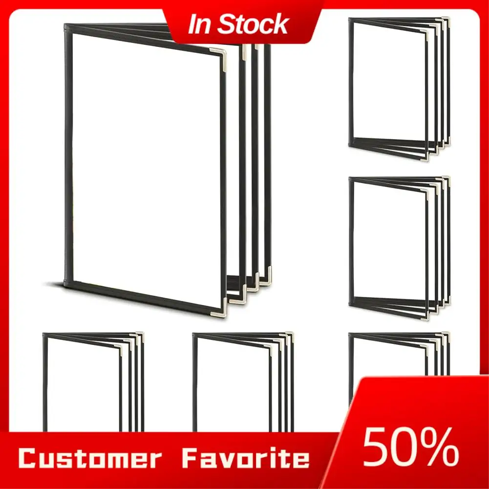 

Top Sale 6PCS Menu Covers,Menu Holder 4 Page 8 View Transparent Restaurant Menu Cover Book Fits 8.5X11inch Standard Size