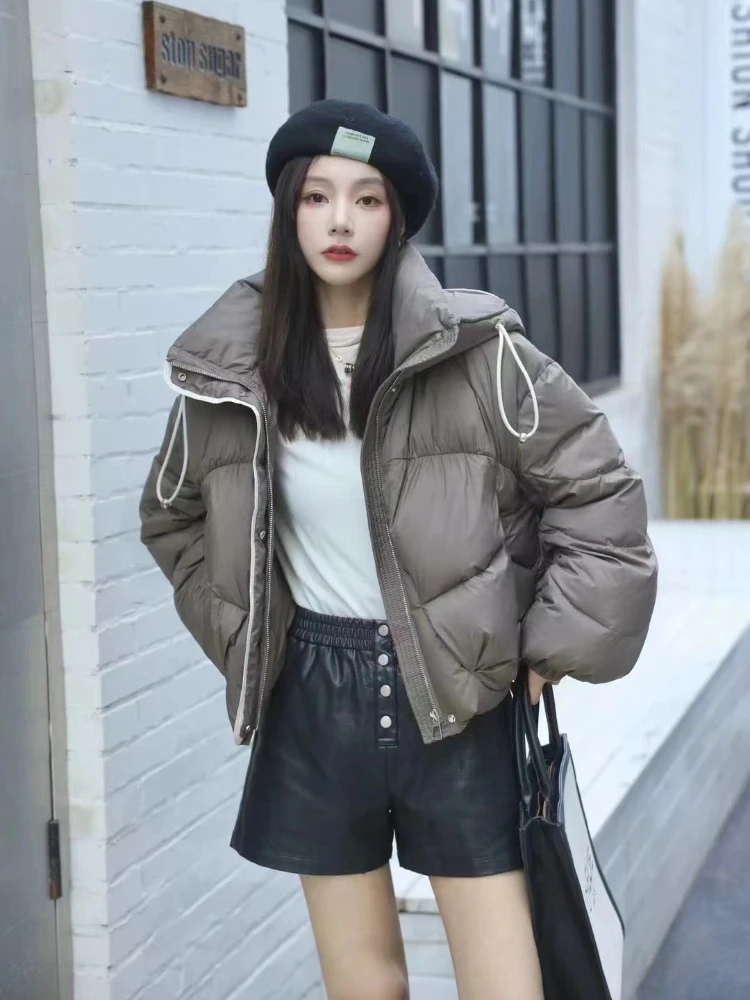 

Jackets for Women Winter New Loose Hooded Short Down Jacket Fashion Casual White Duck Down Thick Warm Puffer Jacket Woman Coat