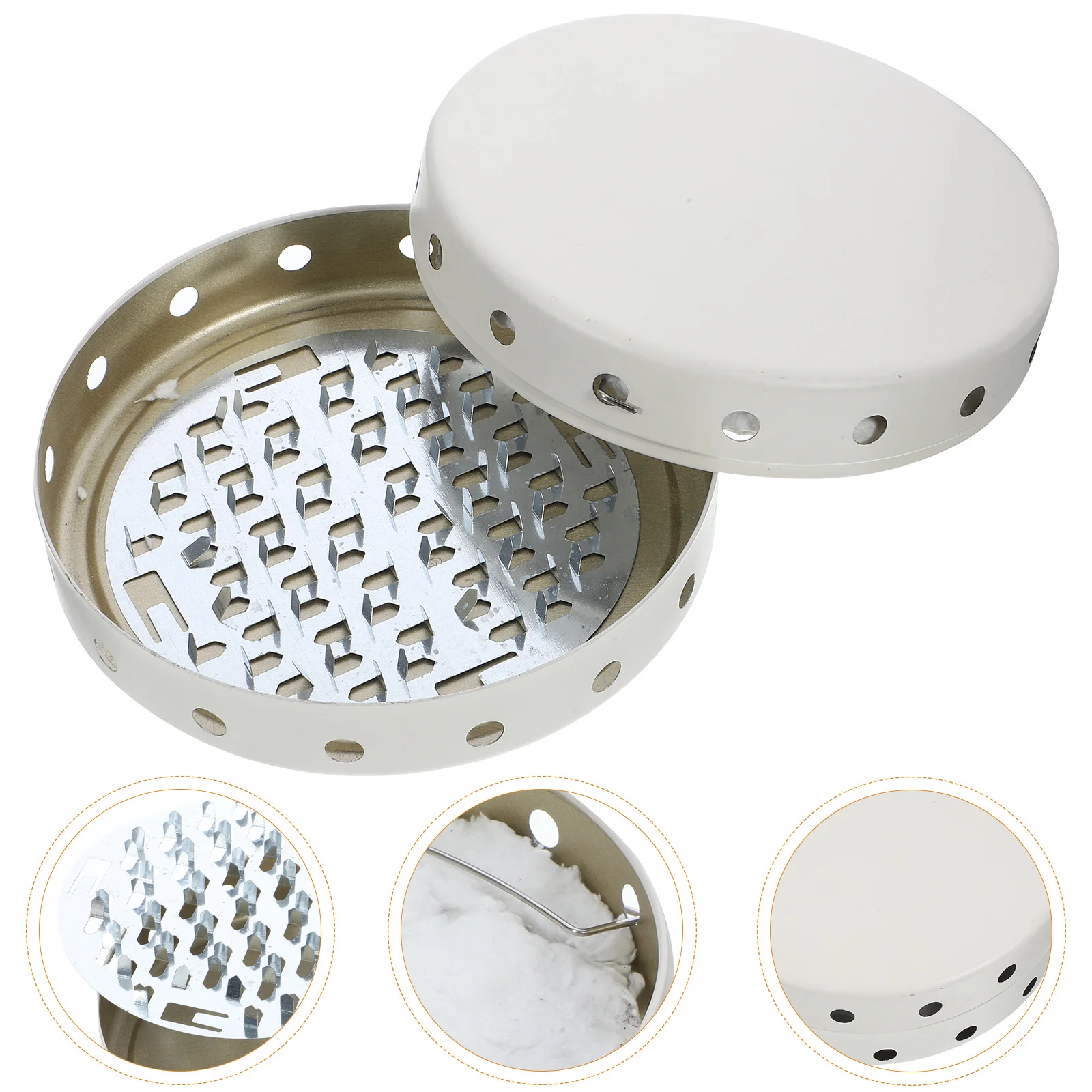 

1pc Box Stainless Steel Lidded Holder For Home Dorm Anti-Scald Metal Incense Burner Portable Hollow Design