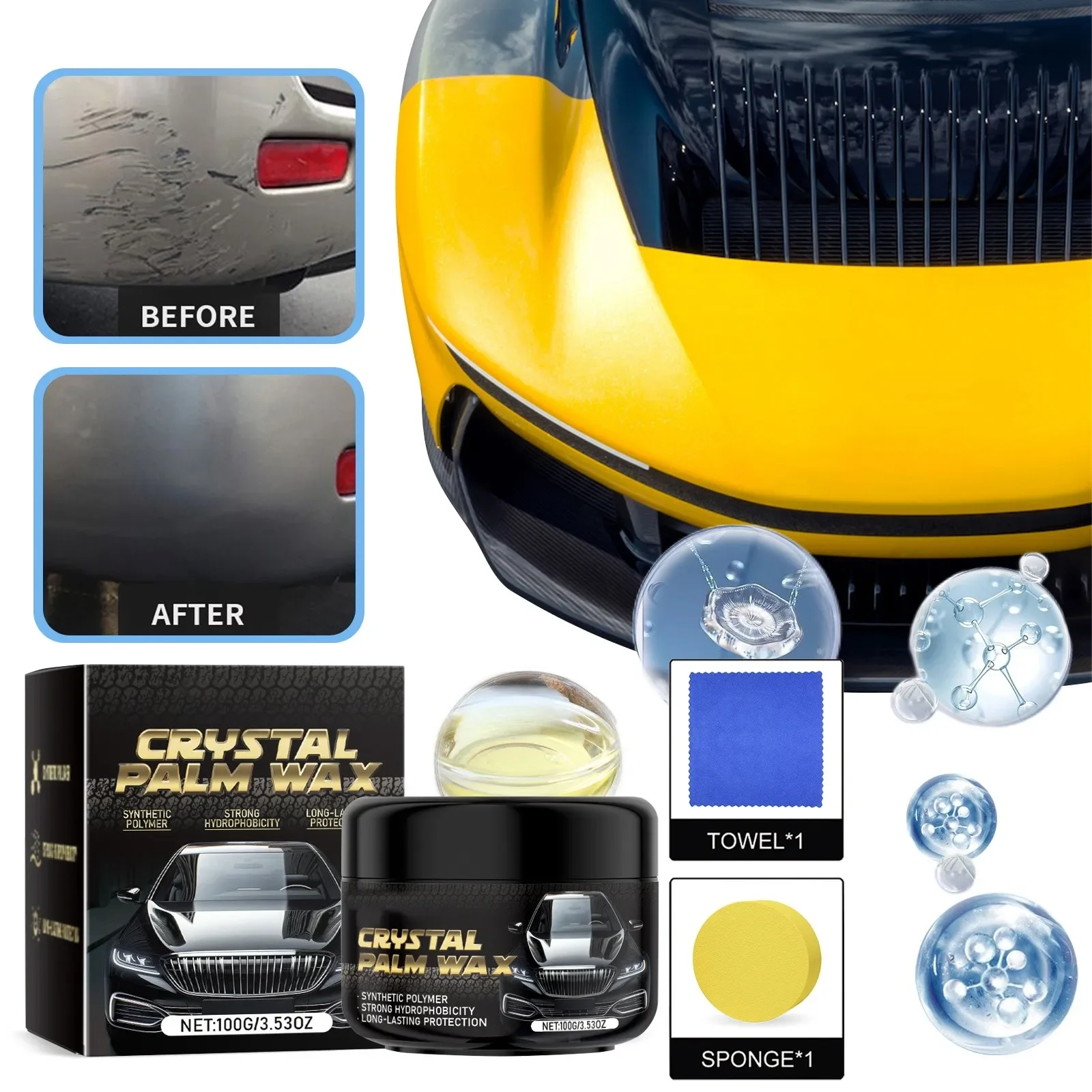 Crystal WaxAuto Plastic Black LotionAuto LotionScratch Wax Car Scratch Car Paint Scratch Removal Polishing Wax