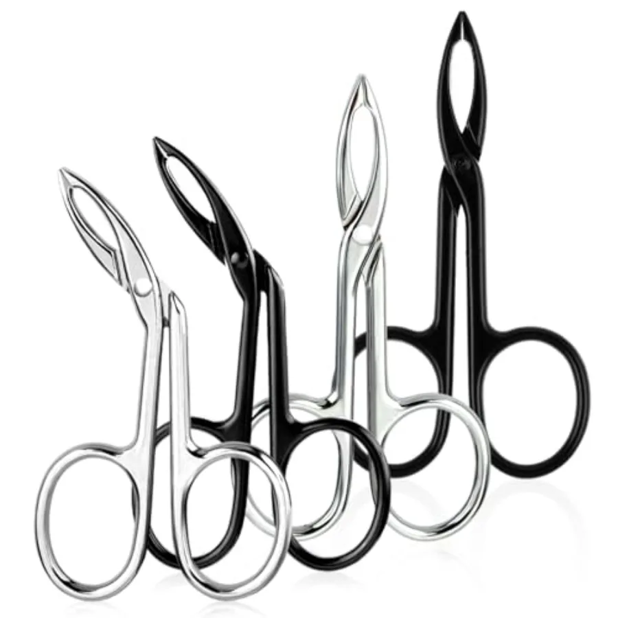 4 Pcs Scissor Tweezers for Eyebrows, Stainless Steel Scissor Tweezers, Straight Tip Scissors And Slanted Tip Tweezer for Facial