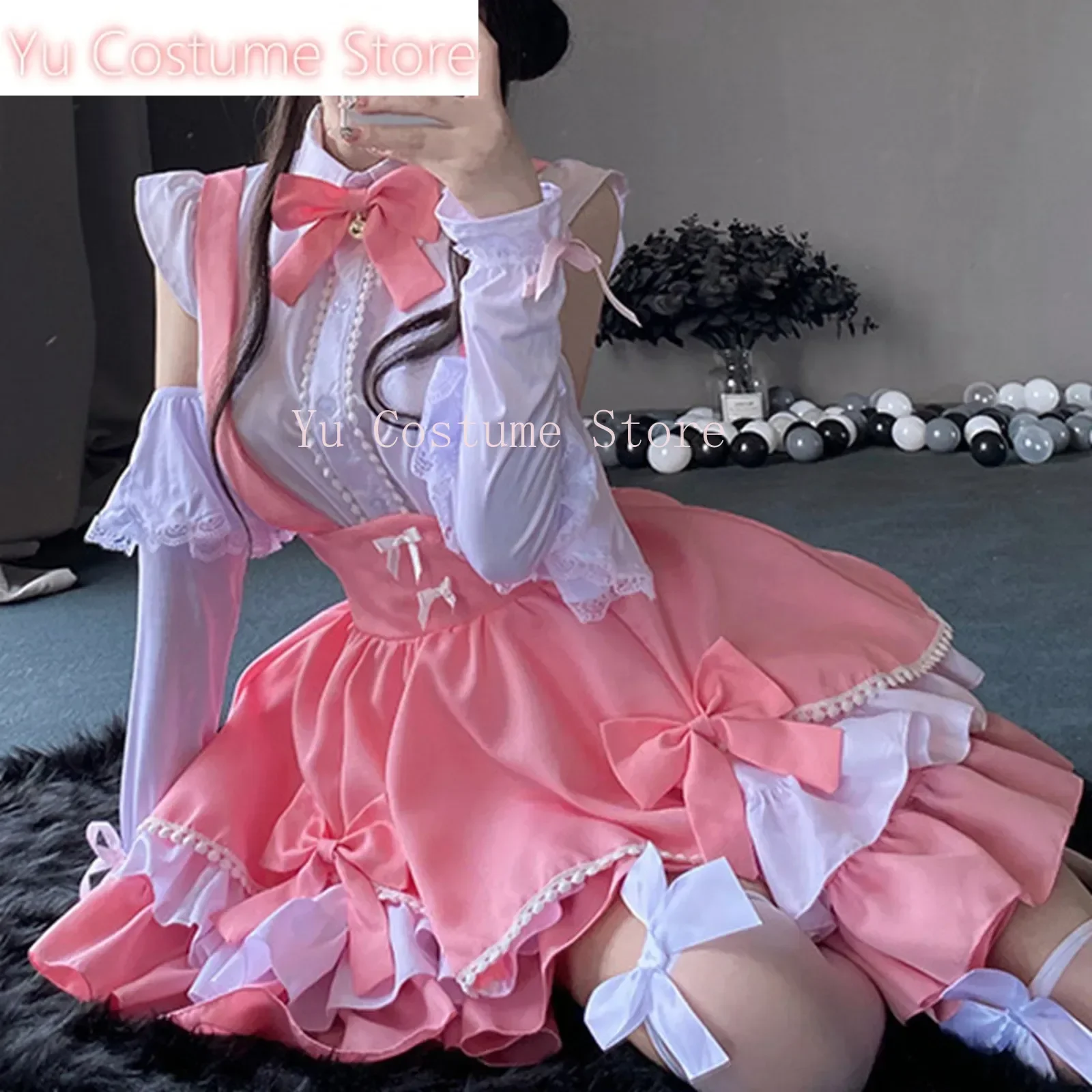 

Yu Women's Cute Lolita Dress Casual Costume Dresses Ball Gown Off Shoulder Long SleevesVintage Bowknot Anime Kawaii Dresses