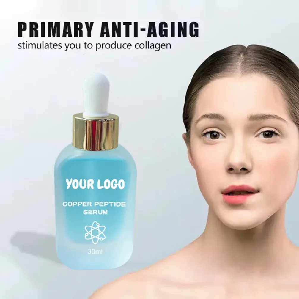 Blue Copper Peptide Serum Hydrating Moisturizing Repair Tightening Pores Anti Aging Essence Custom Logo Vegan Makeup Wholesale