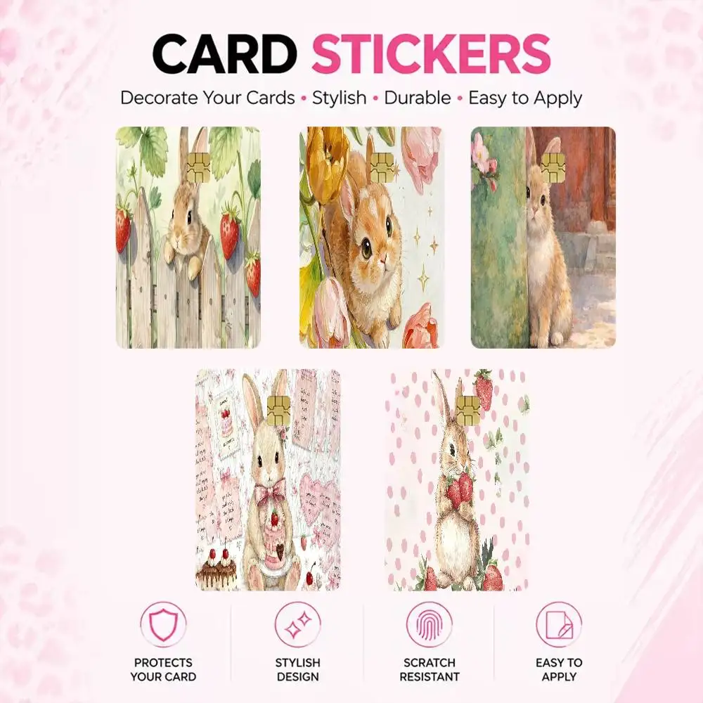 Cute Rabbit Art  High‑Res Game Chip Decals Credit Card Mini Waterproof Vinyl Ornament Useful Gift