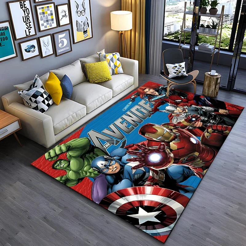 Marvel  Avengers Cool Rug for Bedroom Living Room American Anime Carpets for Kids Room Floor Mat Home Decor Non-Slip Rug Gift