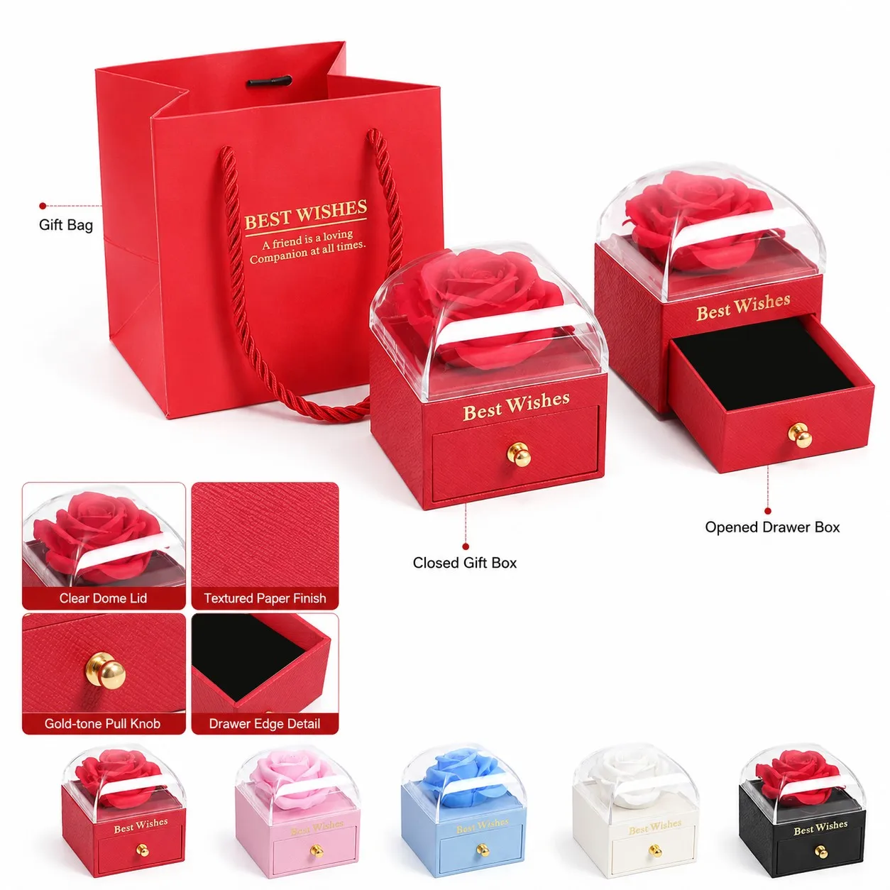 Heart Pendant 100 Languages Projection Necklaces With Rose Gift Box For Women Mother Christmas Valentine Birthday Jewelry