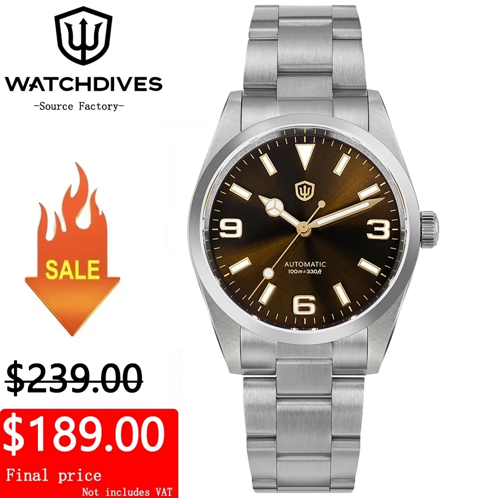 Watchdives WD6610 ساعة رجالية ميوتا 9015 حركة ساعات آلية الياقوت الفولاذ المقاوم للصدأ مقاوم للماء 100 متر ساعة اليد