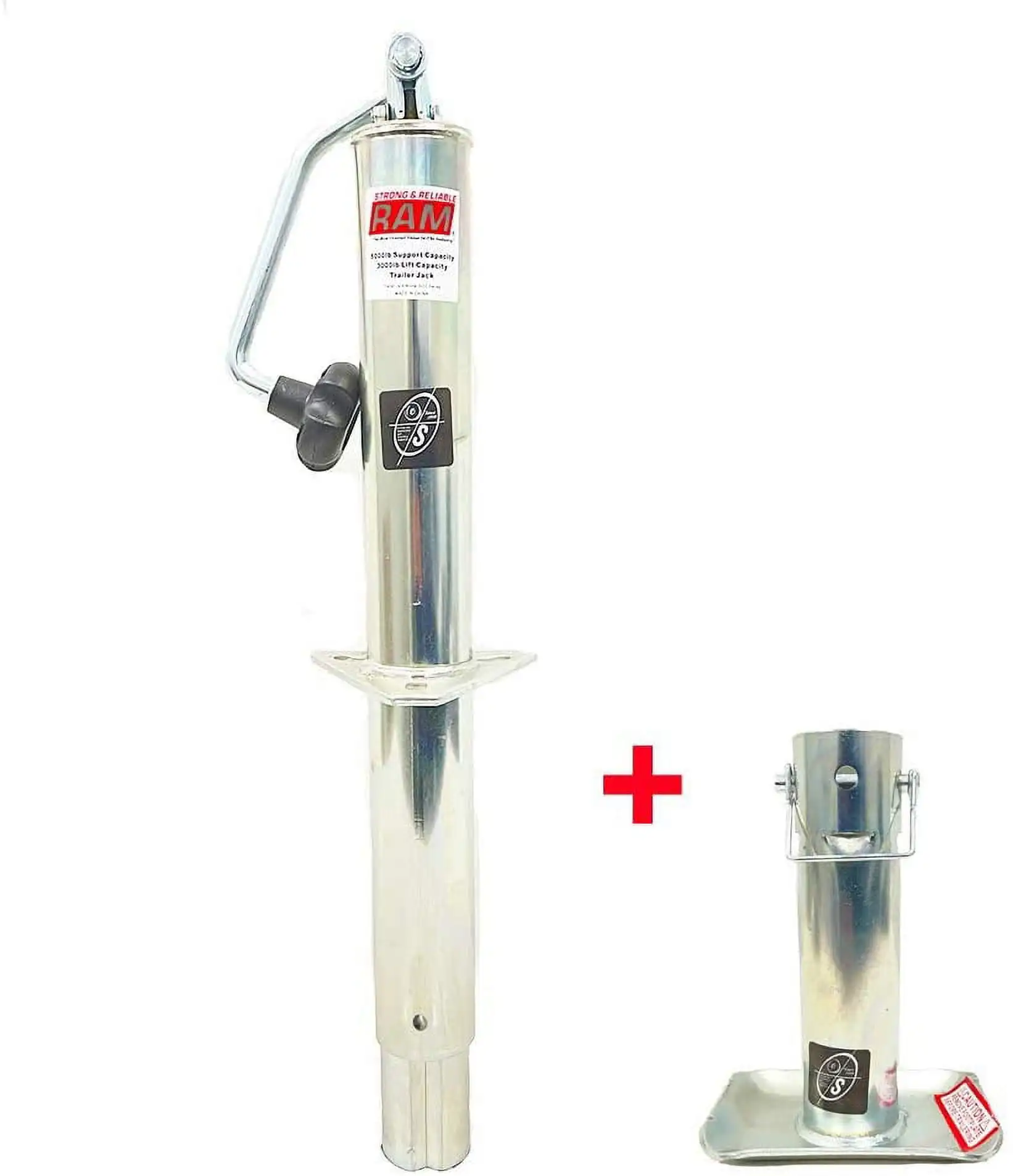 

5,000 lbs top Wind RAM Zinc A-Frame Trailer Jack w/Zinc Round Tube Foot