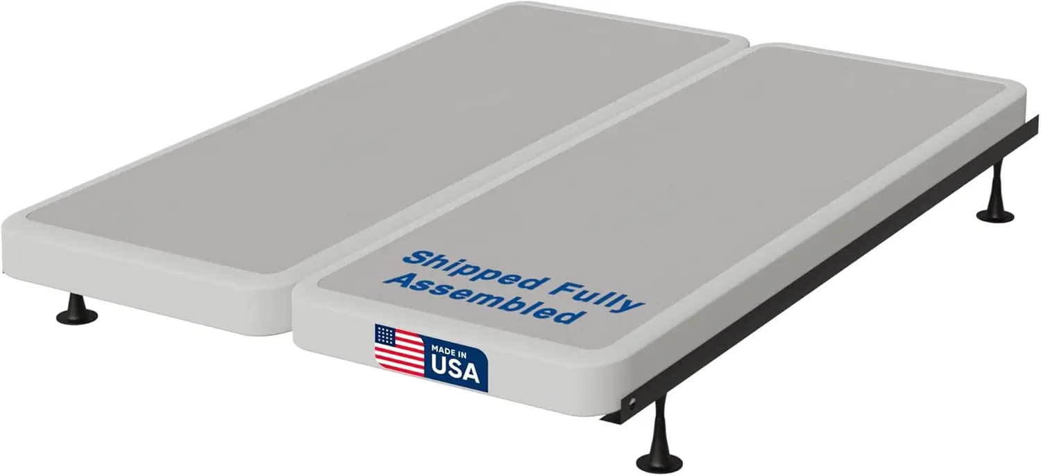 Queen Size Bed Application, 4-Inch Wood Mattress Foundation, White - Amish Made in USA, Quiet Noise Free, Fully Assembled