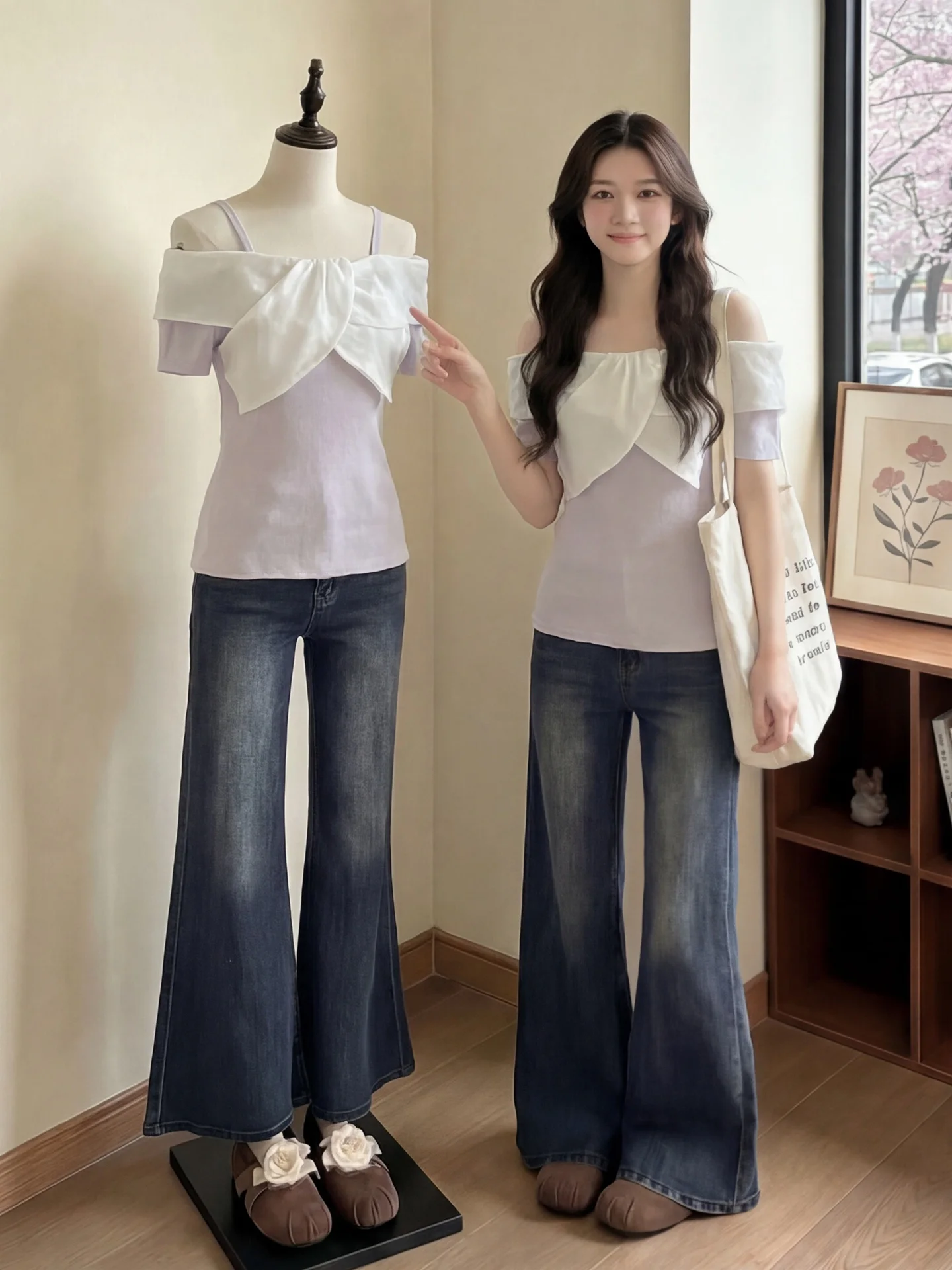 Top de punto de mezcla de seda de manga corta con un solo hombro para mujer, ajuste ceñido, estilo suave para caminar por la ciudad, moda de verano, estilo casual, copo de nieve.