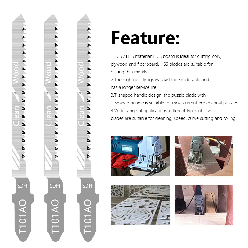 CMCP Jig Saw Blade 10/20pcs T101AO HCS Jigsaw Blade T Shank Saber Blades for Cutting Wood Plastic Reciprocating Saw Blade