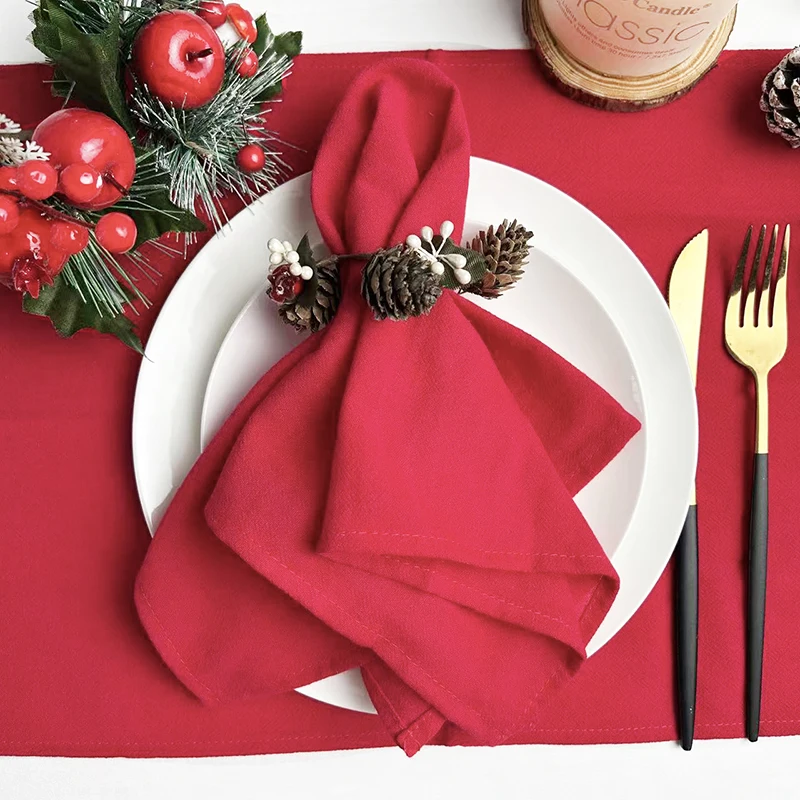 

50Pcs 40X40CM 100% Cotton Cloth Napkins Napkin Reusable Weddings Party Baby shower Christmas Table Decoration Retro napkins