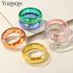 Trendy Colorful Wide Geometric Cuff Bangle Bracelets for Women Korean Round Resin Acrylic Bangles Charms Vintage Jewelry Gifts