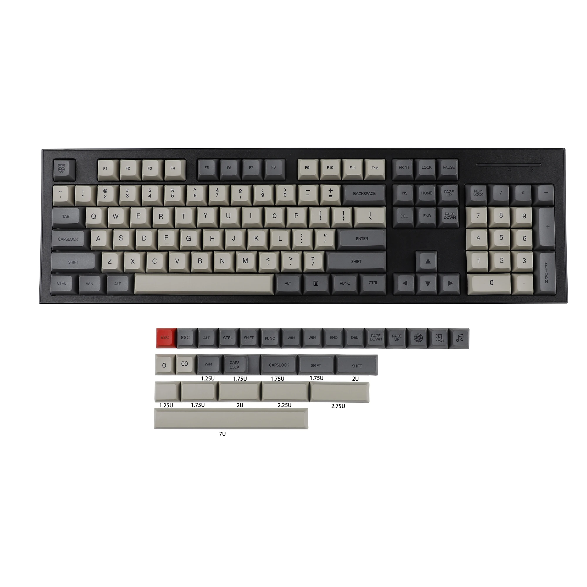 Space Gray Full Set 132 Keys Dye Sub PBT Keycaps XDA Profile For MX Keyboard 104 87 61 Melody 96 KBD75 ID80 GK64 68 HHKB