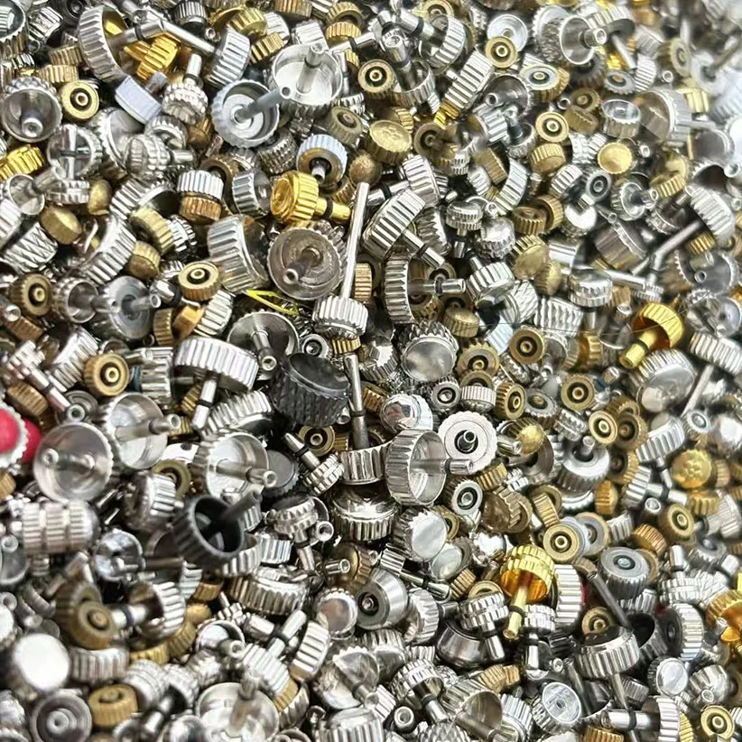 50pcss   Watch Spare Parts, Assorted Watch Crowns, Long and Flat Tube Crowns, Men's and Women's 50Pcs Adjustable Time Crowns
