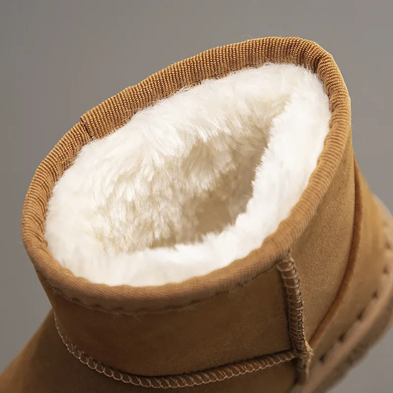 Bottes de neige en coton et daim pour enfant garçon et fille, baskets isolantes en peluche, ensemble non ald d'hiver