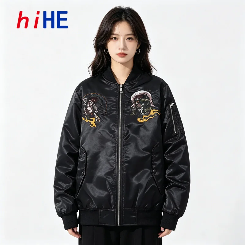 Men Women Sukajan Embroidery Bomber Jacket Baseball Pilot Coat Letter Spring Autumn Winter Streetwear 2026
