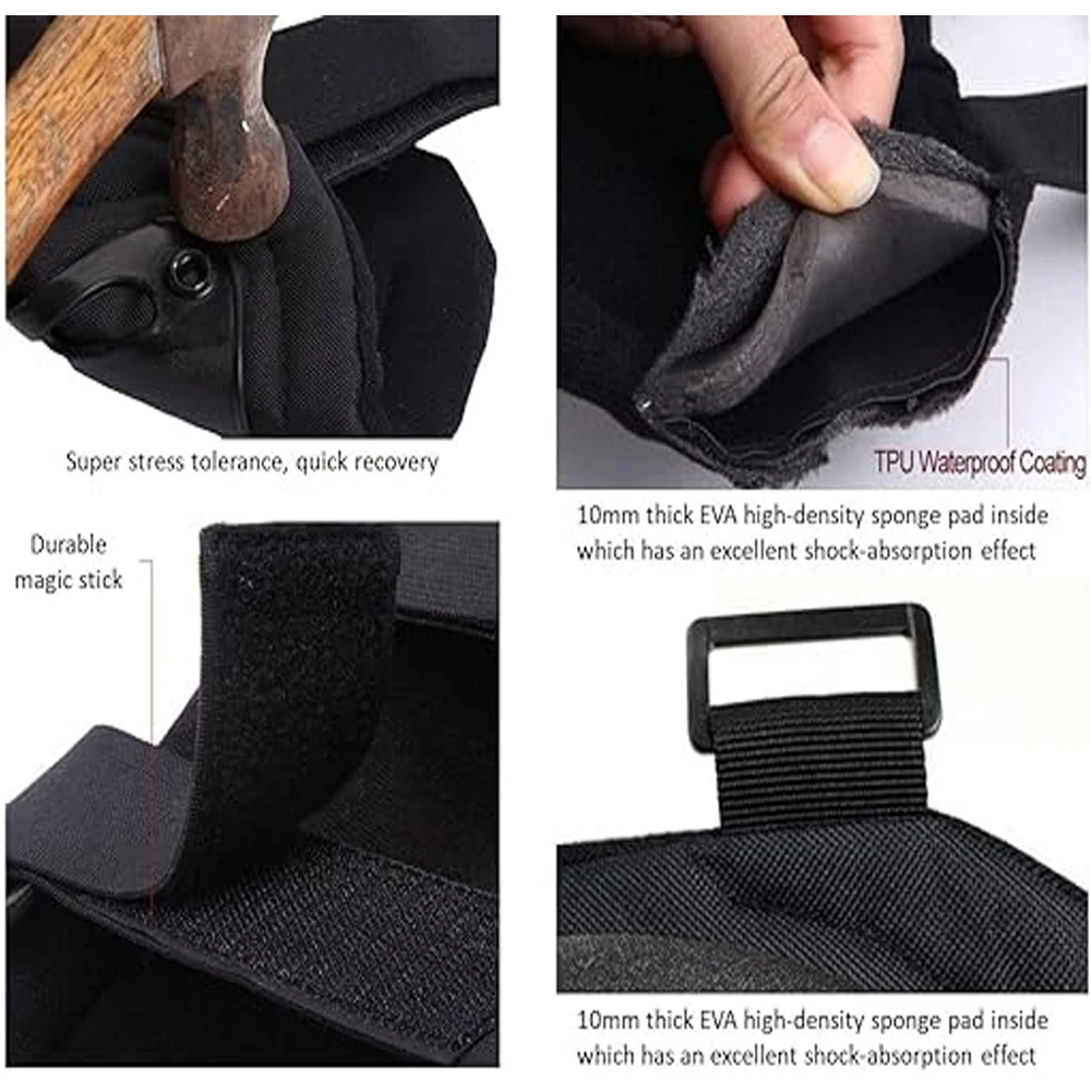 4 قطع من وسادات الركبة الصناعية، أقصى امتصاص للصدمات وتغطية كاملة للبناء عالي التحمل والأرضيات وأعمال البستنة