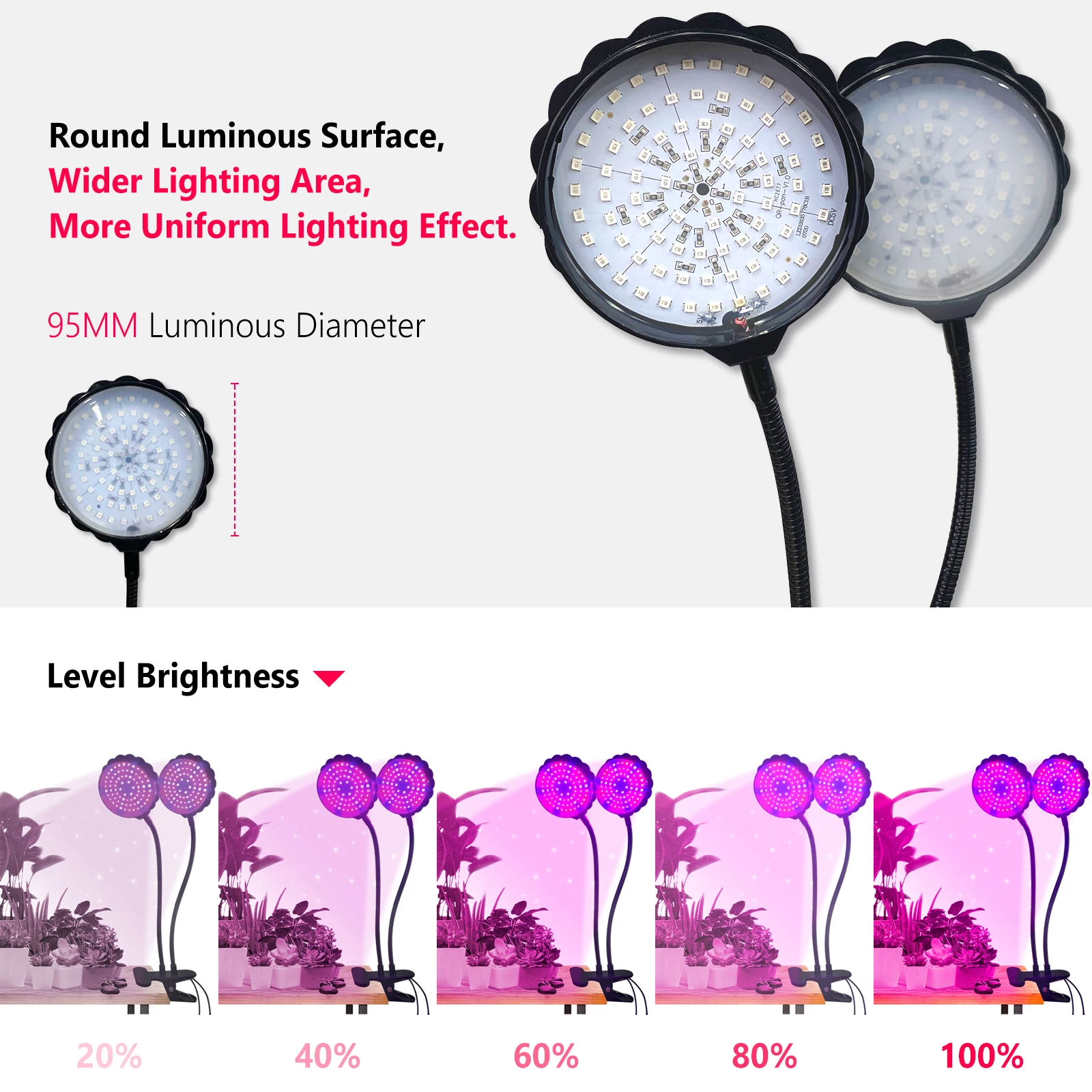 30W Sunlike LED Grow Light, 5 Dimmable Levels & Auto Timer 4/8/12H, IP65 Waterproof, 3 Lighting Modes, Adjustable Gooseneck for