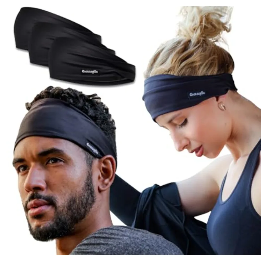 

Sweatband for Men and Women - Unisex Non Slip Headband that Wicks Moisture and Eliminates Excess Sweat - Durable and Long-Lasti