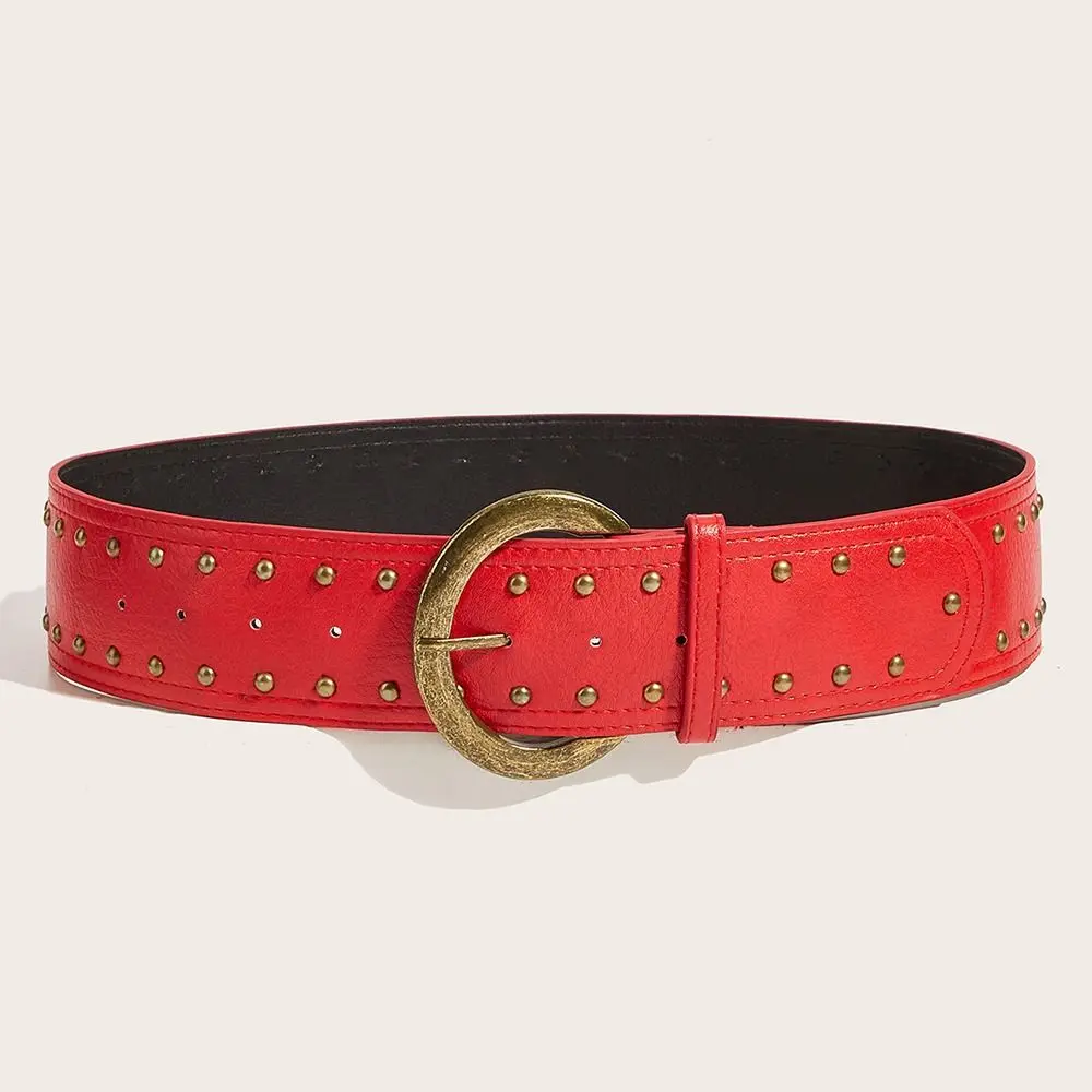 Modischer Vintage Damen Nietengürtel Y2k Heavy-Duty Leder Taillengürtel Punk Gothic Kleid Jeans Gürtel Streetwear