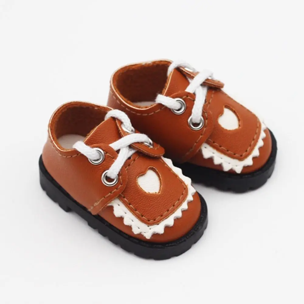 1 Pair Heart Shaped EXO Cotton Doll Shoes PU Leather Mini 1/6 Bjd Doll Shoes Casual 20cm Leather Shoes 15cm Cotton Doll