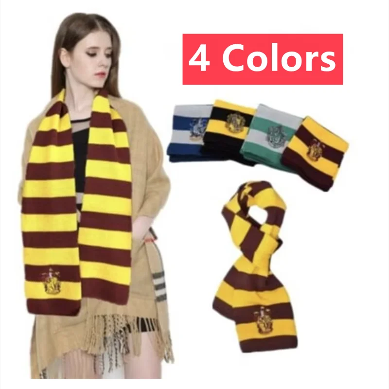 4 Colors Classic Scarf Magic School Halloween Harris Hogwarts Slytherin Emblem Gryffindor Scarfs Cosplay Accessories