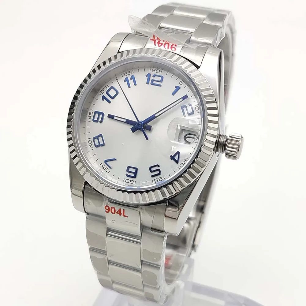 Vintage 36mm NH35 Automatic Watches Sapphire Crystal 316L Stainless Steel Waterproof Luminous hands Transparent Back