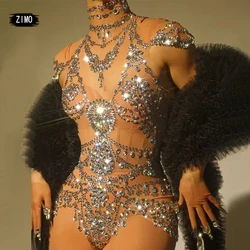 sparkle rhinestones bodysuit and coat black perspectivity party nightclub birthday leotard pole dance stage drag queen costumes