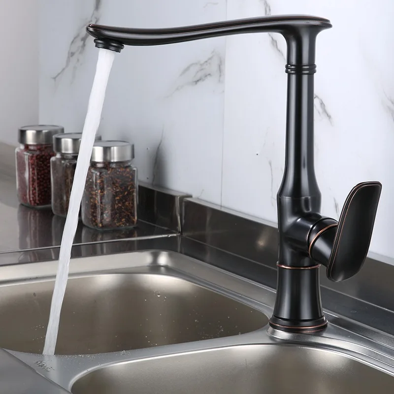 Antique Faucet Kitchen Hot and Cold Rotatable Retro Simple Creative Bathroom Above Counter Basin Single Hole Faucet Gold