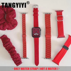 Red Nylon Magnetic Silicon Leather Strap For Apple Watch Band S11/10/9/8/7/SE/Ultra 3 IWatch 49/46/45/44/42/41/40/38mm Bracelet