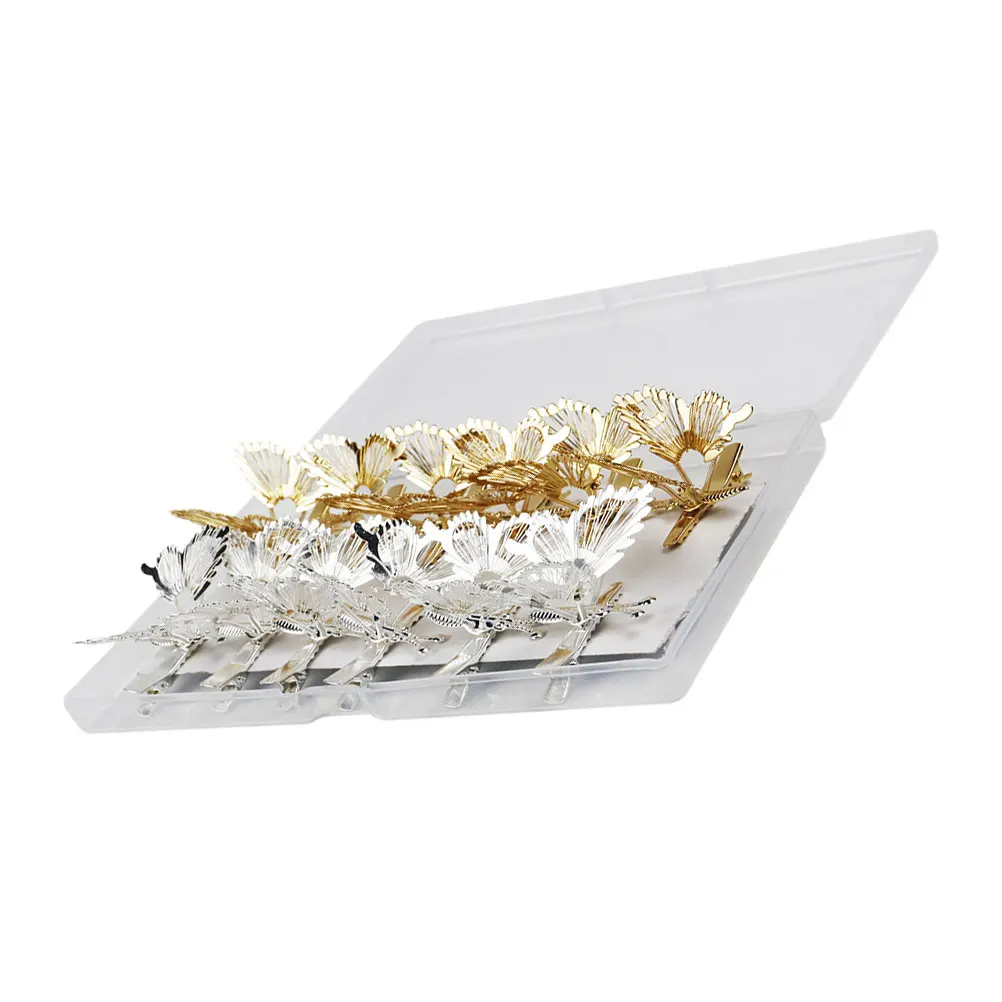 

12pcs Hair Clips 3D Wedding Accessories Bright Luster Girls Women Butterflies Clips Hairpins