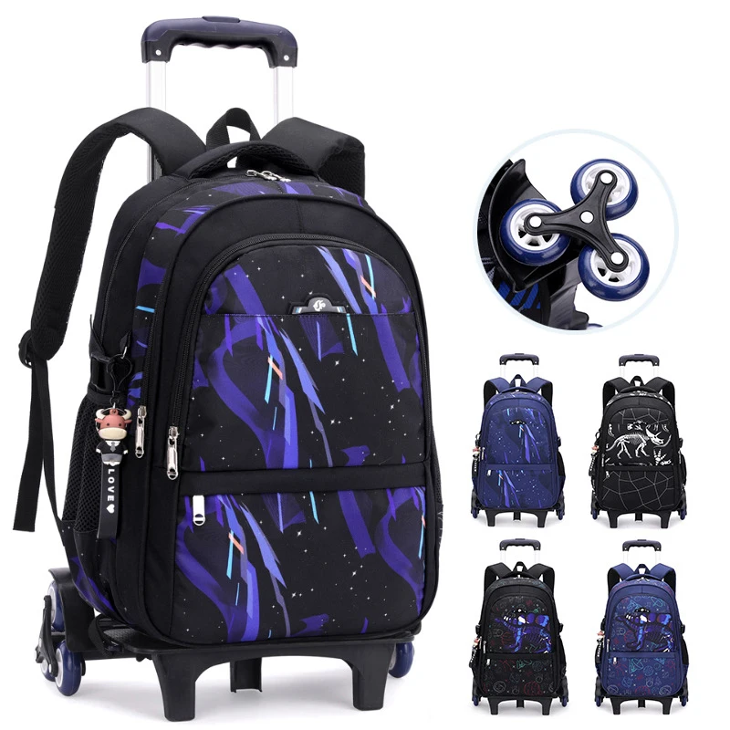 School Rolling Backpacks School bags for Boys Trolley with Wheels Waterproof Orthopedic School Bag Student Wheeled Backpack