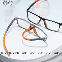 Unisex Ultralight Silicone TR90 Sports Blue Light Blocking High Definition Square Reading glasses Prescription Eyeglasses