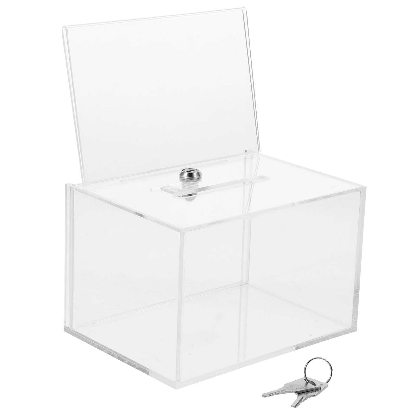 

Transparent Donation Acrylic Fundraising Suggestion Box Slot for Votes Cash Notes Lockable Office Factory Use Letter Collection