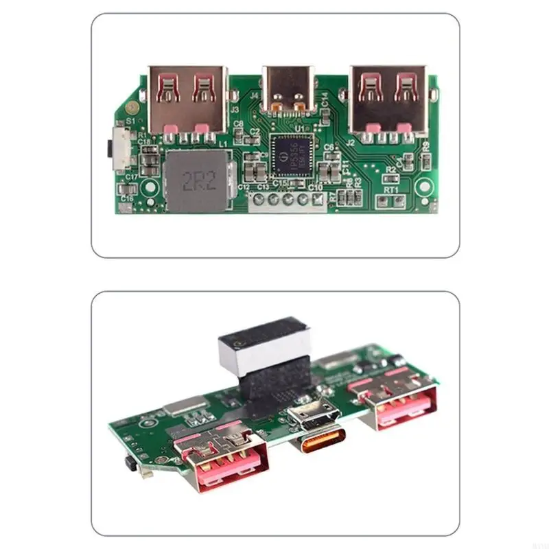 IP5356 5V 3A Charging Board 2 Pack, Three-Port Design, 2 USB Output and Percentage Screen for Single-Cell DIY Repair and M4YD