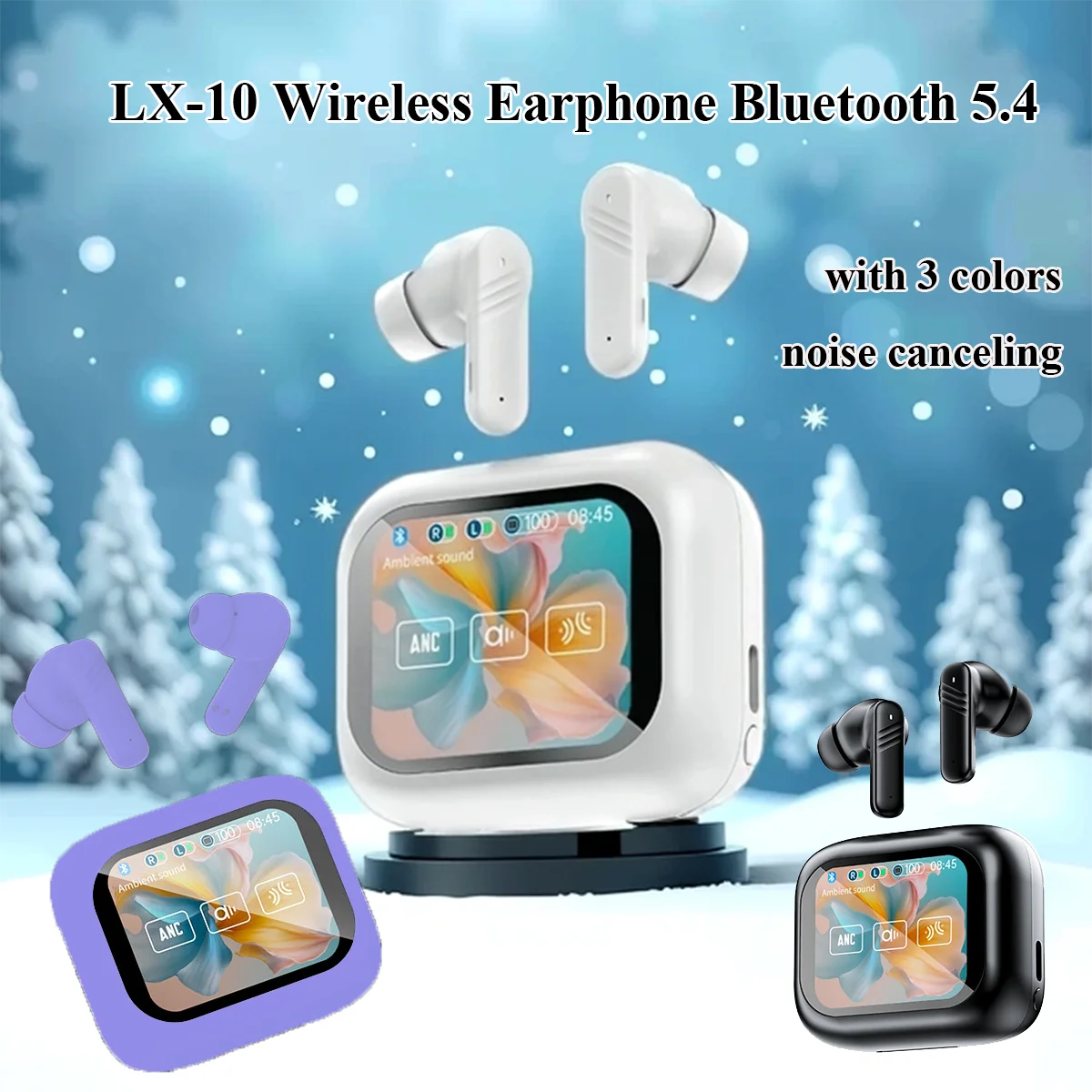 LX10 Wireless Earphone Bluetooth with Touch Screen Earbuds with ENC ANC Waterproof In-ear TWS Gaming Earphone for IOS/Android