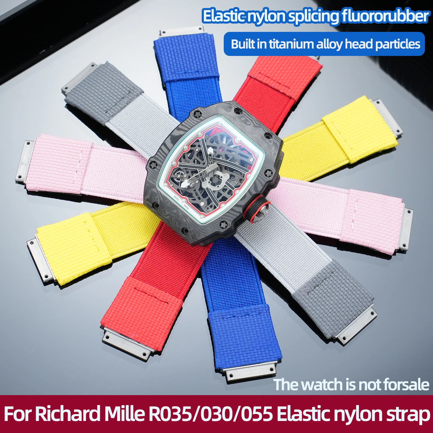 

Индивидуальный ремешок для часов RICHARD MILLE RM67-02 01 RM35-01/02, эластичный нейлоновый ремешок RM030 055, ремешок для часов FKM с титановым креплением.