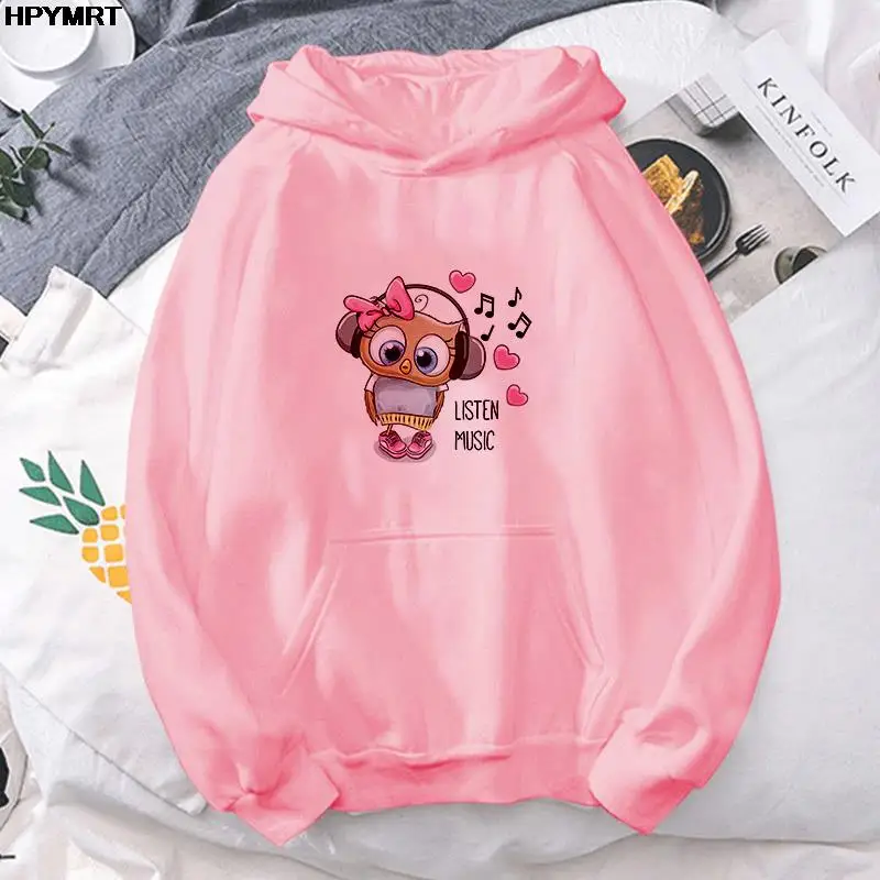 Women Hoodie Kawaii owl Printed Female Hoody Sweatshirt Streetwear Casual Tops Harajuku Cute Graphics Hipster Hoodie pullover