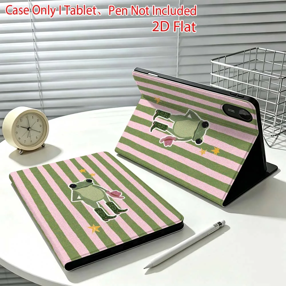 Frog stripe pattern For Xiaomi Poco Redmi Pad 8 2 4 C1 6 6S 7 7S SE 9.7 14 11 11.2 Inch Pen Tray Tablet Case Fashion