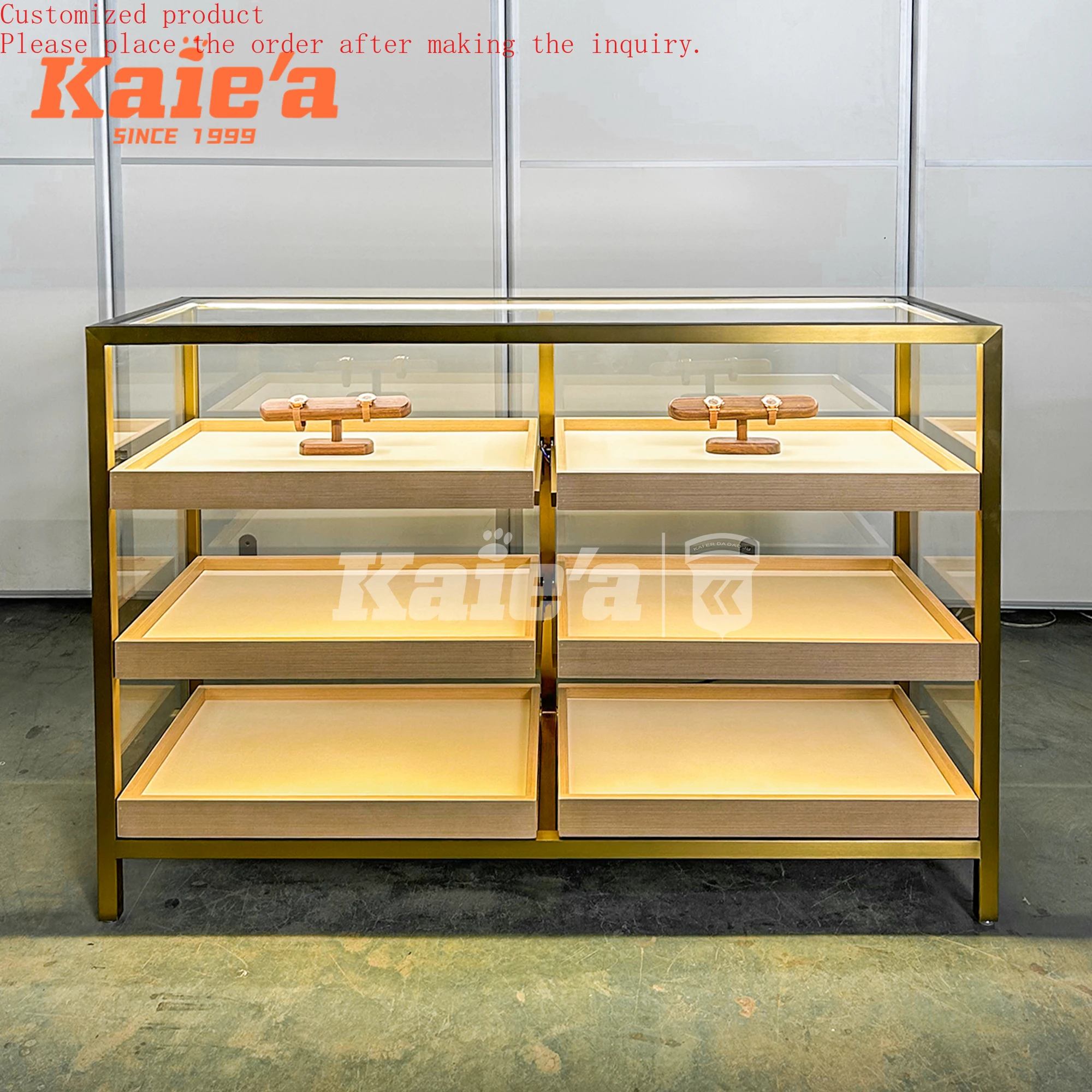 

Custom Luxury Glass showcase Solid Wood Jewelry Display Luxury Glass Jewelry showcase