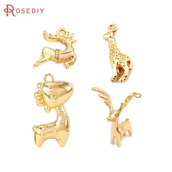 24K Gold Color Brass Giraffe Deer Charms Pendants Jewelry Making Supplies Diy Necklaces Earrings Bracelets Findings Accessories