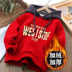 Casual Sweatshirt Kids Warm Thicken Tops Boys Hoodies  Fashion Cartoon Tracksuit 2023 New Children Autumn And Winter Clothingz