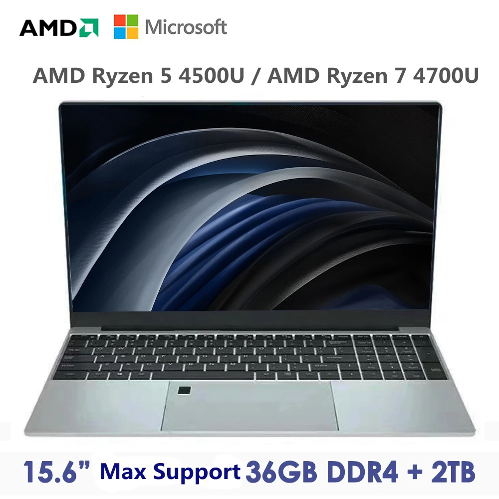 CARBAYTA Max Ram 36GB Rom 2TB SSD 금속 컴퓨터, 5G 와이파이 블루투스, AMD Ryzen 5 4500U 7 4700U, Windows 10 11 Pro 게임용 IPS 노트북