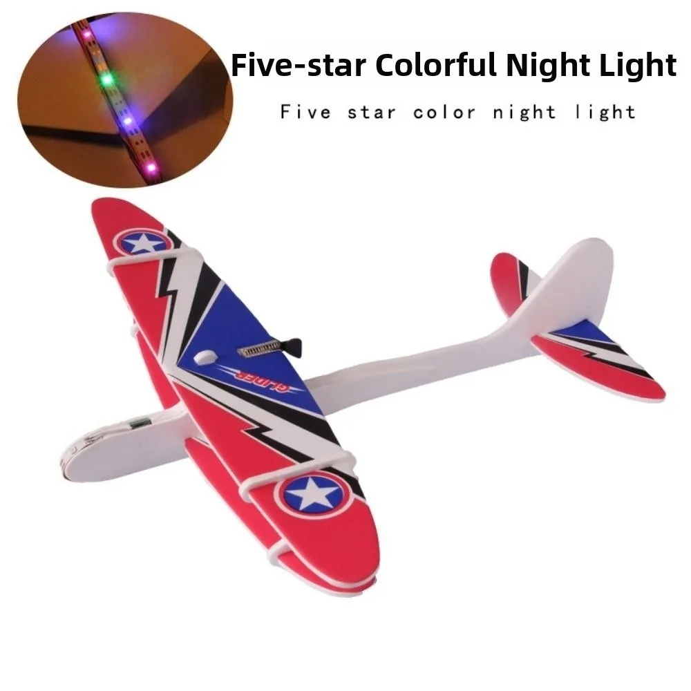 

New USB Rechargeable Electric Large Foam Biplane Glider PP 28*29cm Flight Glider with LED Light Hand Throwing Flying Airplane