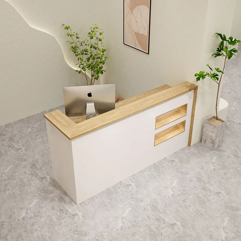 Minimalist modern front desk, clothing store, cashier, beauty salon, barbershop, bar, multi-layer solid wood reception counter