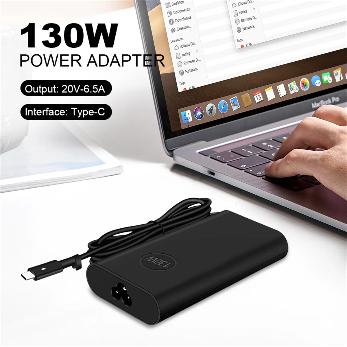 BISMZ 130W USB tipo C adaptador para ordenador portátil 20V 6.5A AC adaptador para ordenador portátil para Dell XPS 17 9700 9710 9720 9730 para Dell Precision 5550