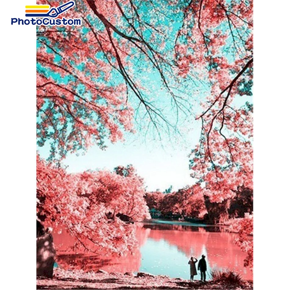 

PhotoCustom 5D DIY Diamond Embroidery Full Round Diamond Painting New Arrival Landscape Handicrafts Gift For Home Decoration